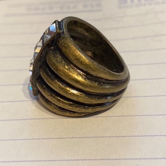 Lia Sophia Antique Gold Ring w/ 4 Beautifully Cut CZ Crystals!!! - Picture 3 of 4
